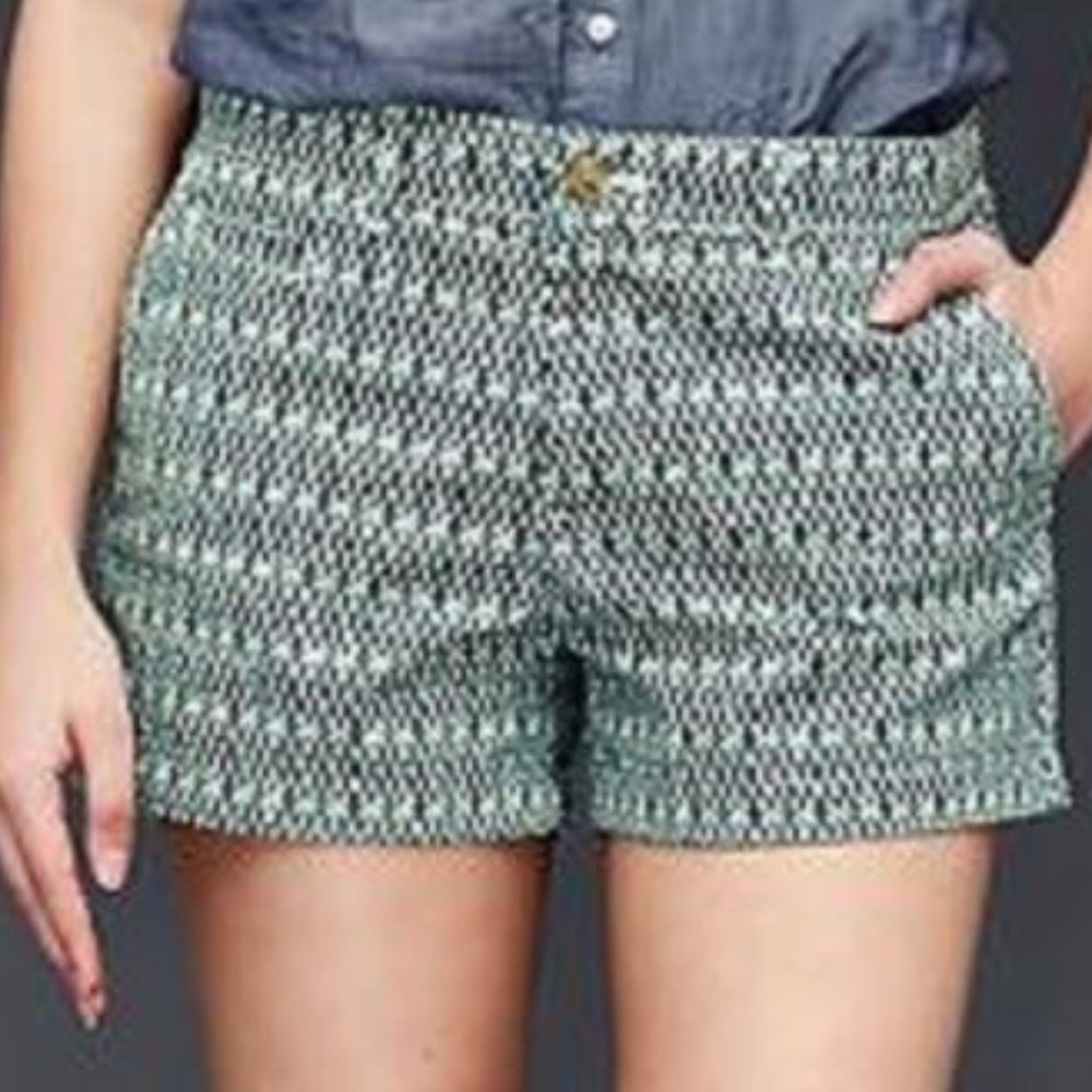 GAP Summer Shorts Geometric Lattice Pattern Green - Sz 10